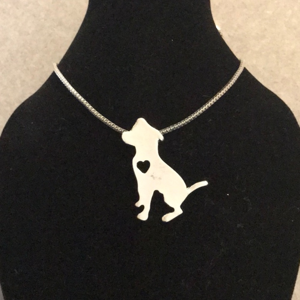 Cute Dog Cut Out Necklace, Silver Tone